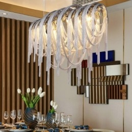 Lámpara colgante de diseño con borlas en color plata y oro