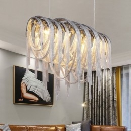 Lámpara colgante de diseño con borlas en color plata y oro