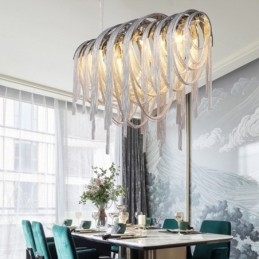 Lámpara colgante de diseño con borlas en color plata y oro