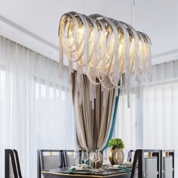 Lámpara colgante de diseño con borlas en color plata y oro