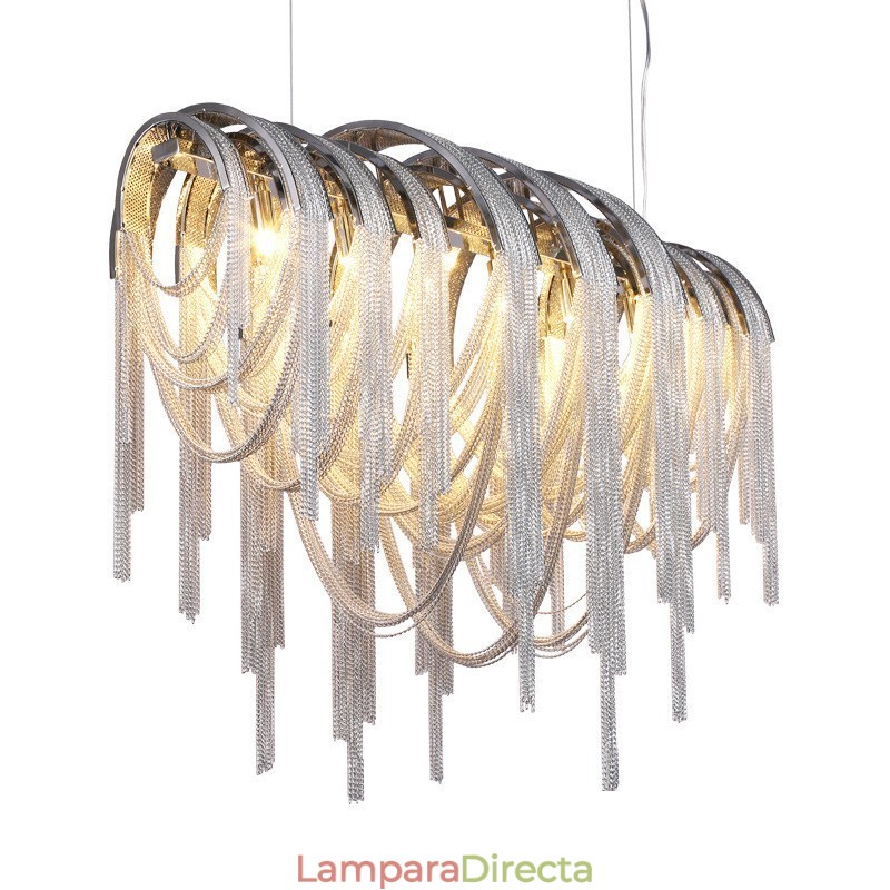 Lámpara colgante de diseño con borlas en color plata y oro