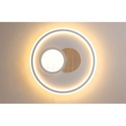 Lámpara de techo redonda empotrada de estilo nórdico moderno y contemporáneo, regulable en madera, con control remoto. También se puede usar como luz de pared.