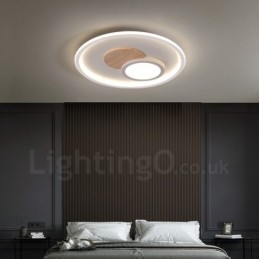Lámpara de techo redonda empotrada de estilo nórdico moderno y contemporáneo, regulable en madera, con control remoto. También se puede usar como luz de pared.