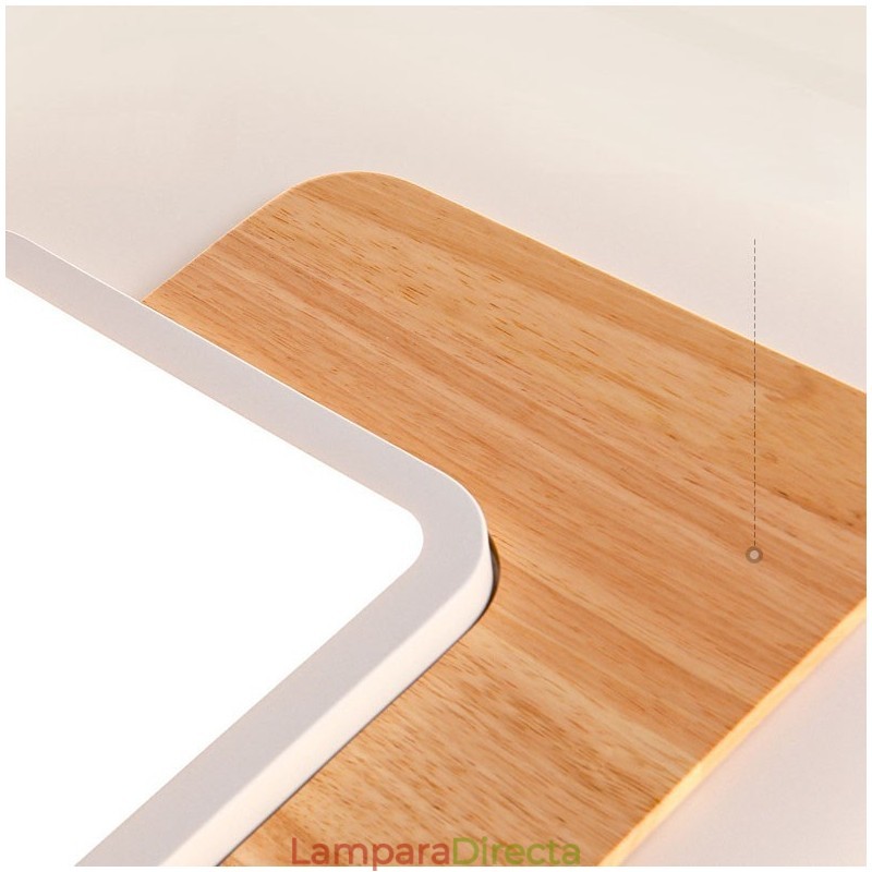 Lámpara de techo rectangular de estilo nórdico contemporáneo, moderna y regulable, de madera, con mando a distancia. También se puede utilizar como luz de pared.