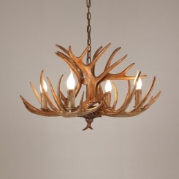 Lámpara de araña antigua de 4 luces con diseño rústico artístico retro de astas