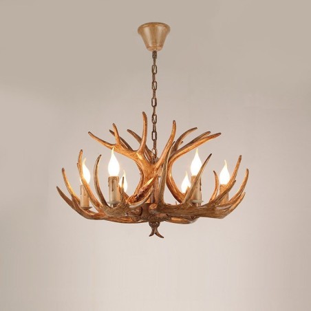 Lámpara de araña antigua de astas, estilo rústico, artístico, retro, de 6 luces Lámpara de araña antigua de astas, estilo rústico, artístico, retro, de 6 luces