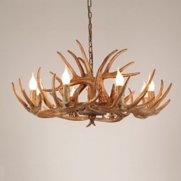 Lámpara de araña antigua de 8 luces con diseño rústico artístico retro de astas