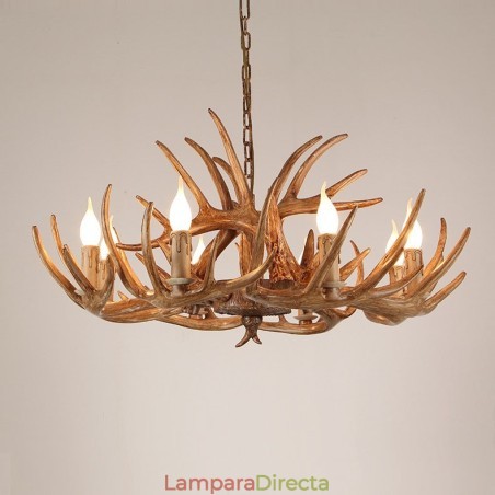 Lámpara de araña antigua de 8 luces con diseño rústico artístico retro de astas Lámpara de araña antigua de 8 luces con diseño rústico artístico retro de astas