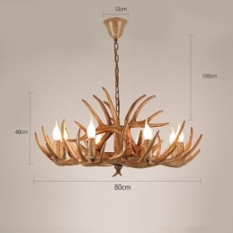 Lámpara de araña antigua de 8 luces con diseño rústico artístico retro de astas