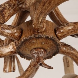 Lámpara de araña antigua de astas, estilo rústico, artístico, retro, de dos niveles y 9 luces