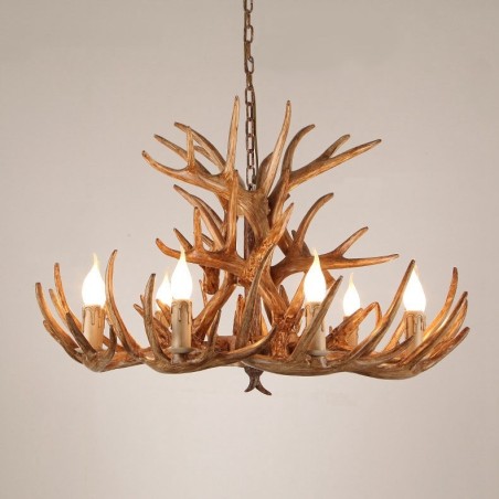 Lámpara de araña antigua de astas, estilo rústico, artístico, retro, de tres niveles y 9 luces Lámpara de araña antigua de astas, estilo rústico, artístico, retro, de tres niveles y 9 luces