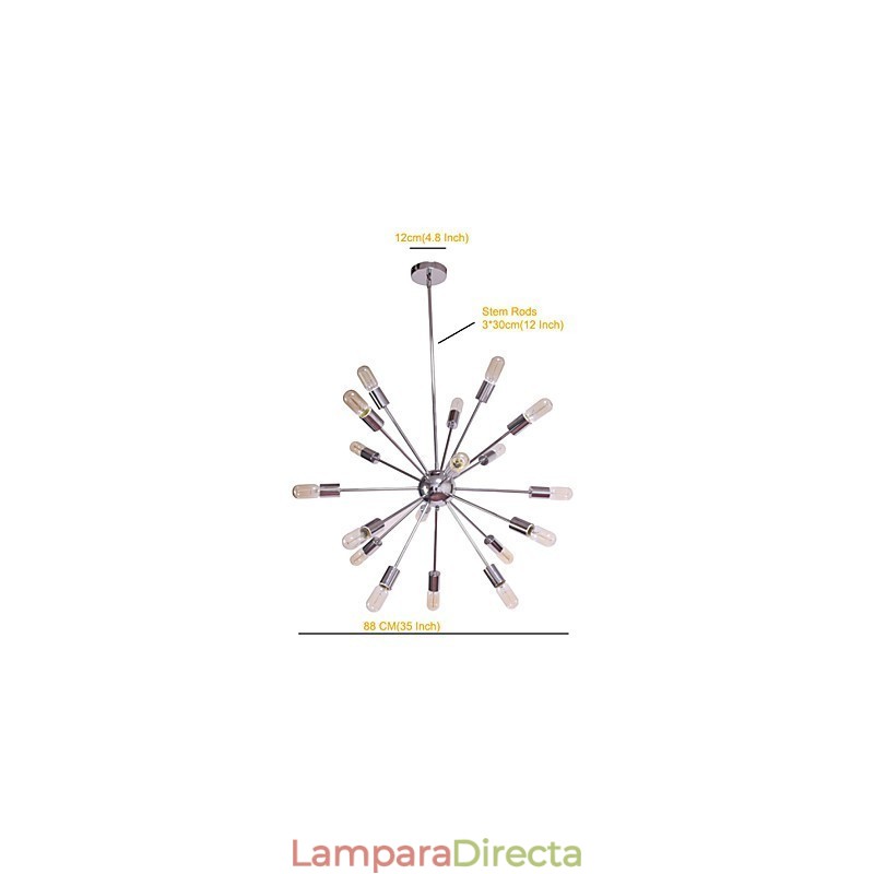 Lámpara de araña moderna con forma de globo para sala de estar, comedor, compras, tienda, noche, metal cromado