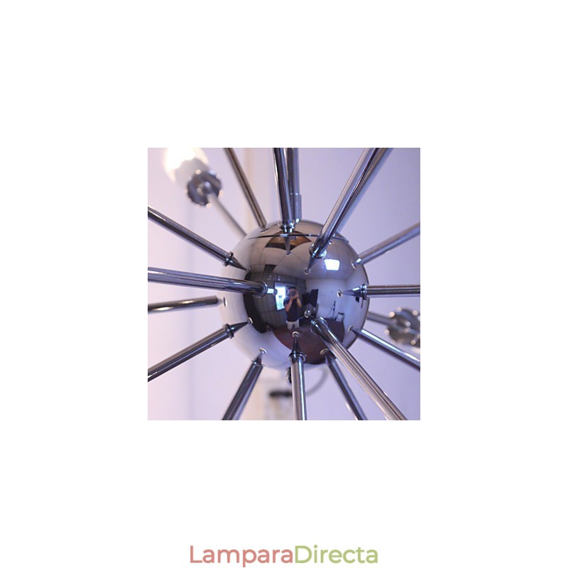 Lámpara de araña moderna con forma de globo para sala de estar, comedor, compras, tienda, noche, metal cromado