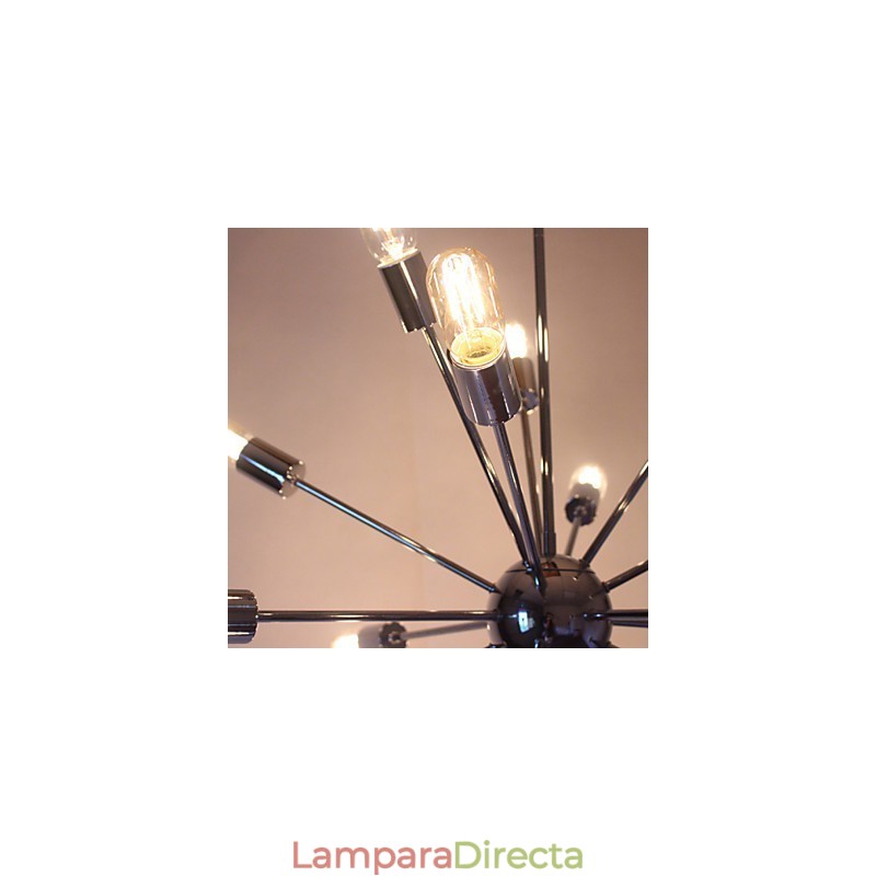 Lámpara de araña moderna con forma de globo para sala de estar, comedor, compras, tienda, noche, metal cromado