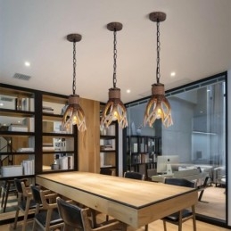 Lámpara colgante antigua de asta, estilo rústico, artístico, retro, de una luz