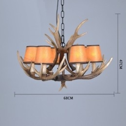 Lámpara de araña antigua de 6 luces con diseño rústico, estilo retro y pantallas de asta