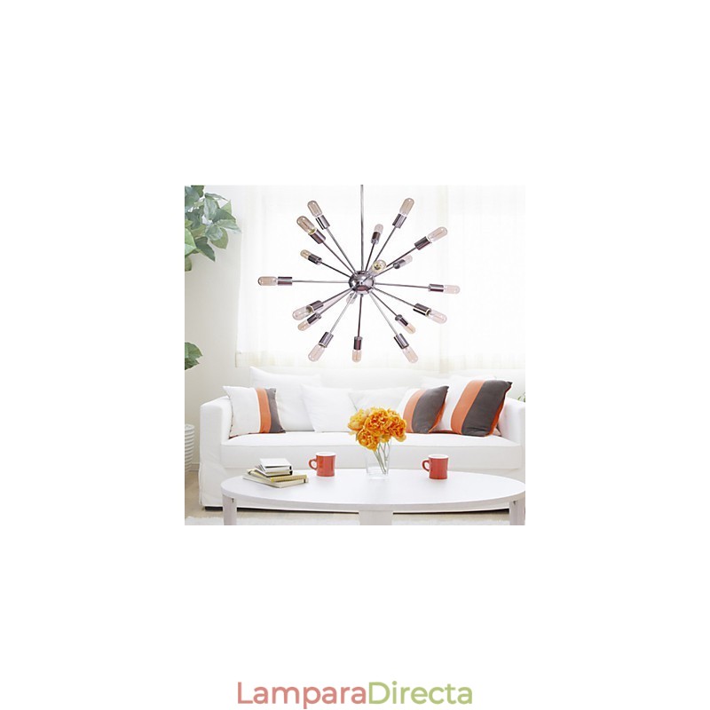 Lámpara de araña moderna con forma de globo para sala de estar, comedor, compras, tienda, noche, metal cromado