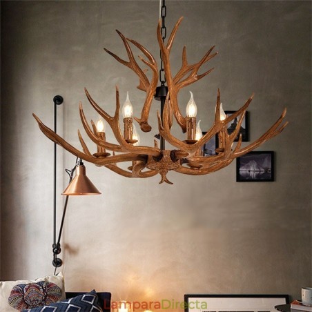 Lámpara de araña antigua de astas, estilo rústico, artístico, retro, de 6 luces Lámpara de araña antigua de astas, estilo rústico, artístico, retro, de 6 luces