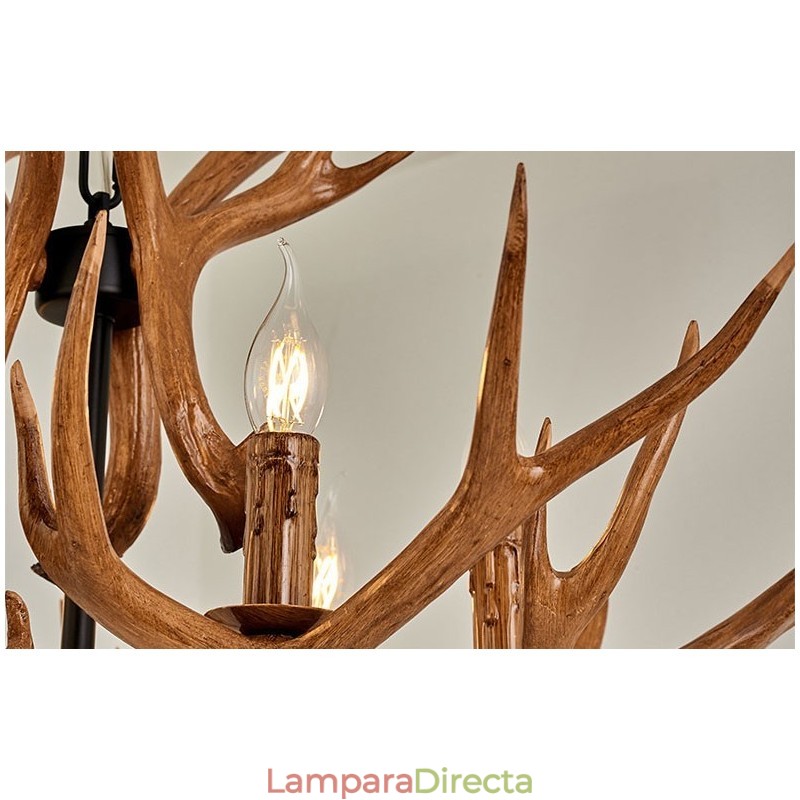 Lámpara de araña antigua de astas, estilo rústico, artístico, retro, de 6 luces