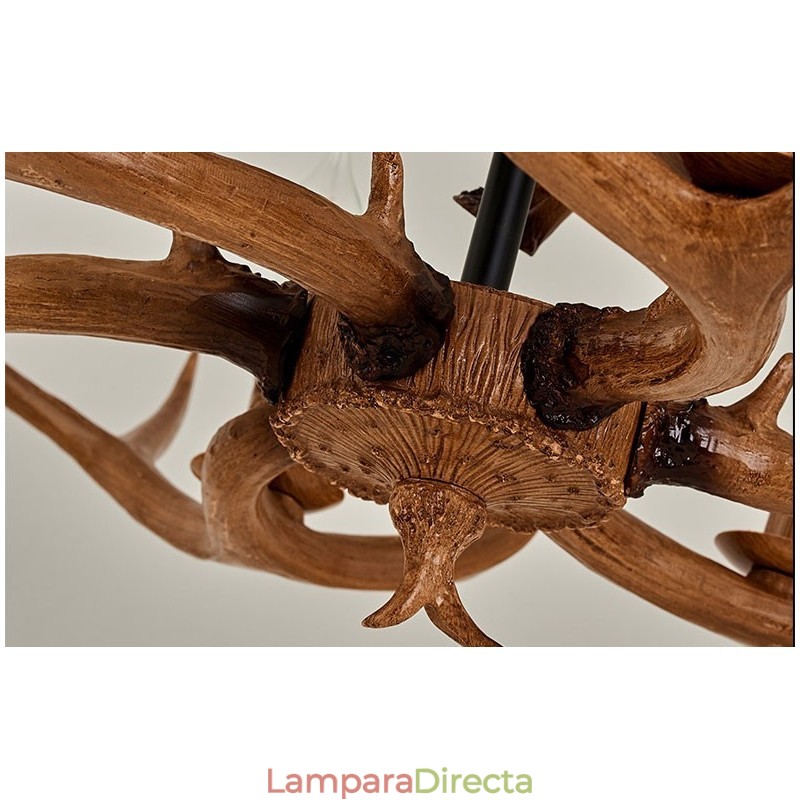 Lámpara de araña antigua de astas, estilo rústico, artístico, retro, de 6 luces