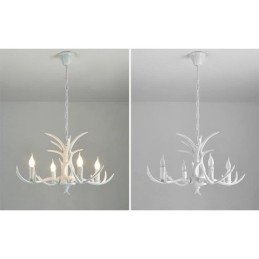 Lámpara de araña antigua de 4 luces, estilo rústico, artístico, retro, con forma de asta.