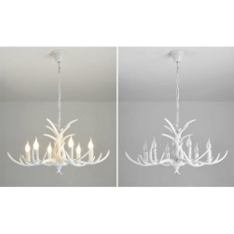 Lámpara de araña antigua de 6 luces, estilo rústico, artístico, retro, con forma de asta.