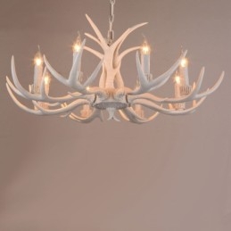 Lámpara de araña antigua de 8 luces, estilo rústico, artístico, retro, con forma de asta.