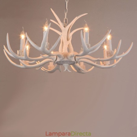 Lámpara de araña antigua de 8 luces, estilo rústico, artístico, retro, con forma de asta. Lámpara de araña antigua de 8 luces, estilo rústico, artístico, retro, con forma de asta.