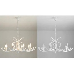 Lámpara de araña antigua de 8 luces, estilo rústico, artístico, retro, con forma de asta.