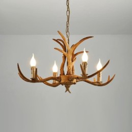 Lámpara de araña antigua de 4 luces con diseño rústico artístico retro de astas