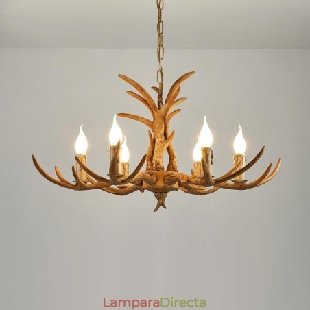 Lámpara de araña antigua de astas, estilo rústico, artístico, retro, de 6 luces Lámpara de araña antigua de astas, estilo rústico, artístico, retro, de 6 luces