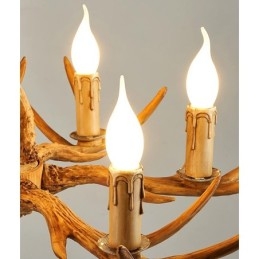 Lámpara de araña antigua de astas, estilo rústico, artístico, retro, de 6 luces