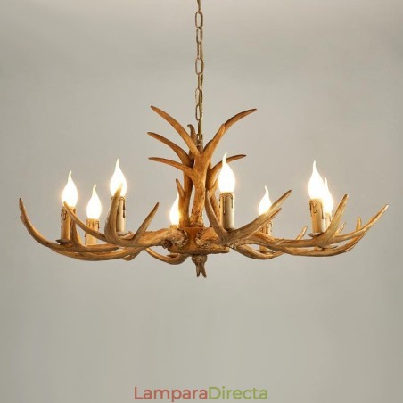 Lámpara de araña antigua de 8 luces con diseño rústico artístico retro de astas Lámpara de araña antigua de 8 luces con diseño rústico artístico retro de astas