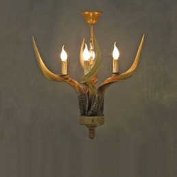 Lámpara de araña antigua de 4 luces con diseño rústico artístico retro de astas
