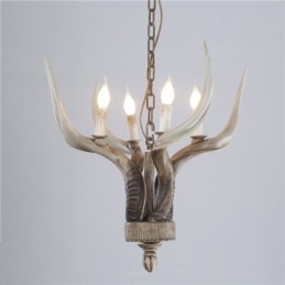 Lámpara de araña antigua de 4 luces con diseño rústico artístico retro de astas
