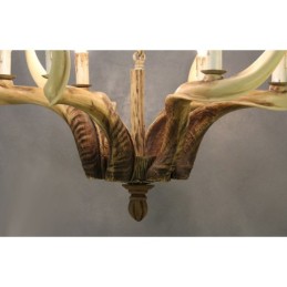 Lámpara de araña antigua de astas, estilo rústico, artístico, retro, de 6 luces