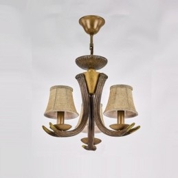 Lámpara de araña antigua de 3 luces, estilo rústico, artístico, retro, con forma de astamangas y pantallas