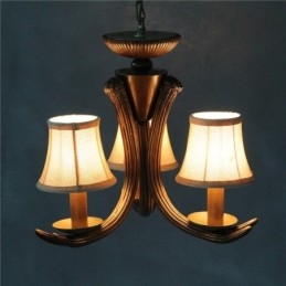 Lámpara de araña antigua de 3 luces, estilo rústico, artístico, retro, con forma de astamangas y pantallas