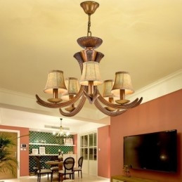 Lámpara de araña antigua de 5 luces con diseño rústico, estilo retro y artístico, con forma de asta.