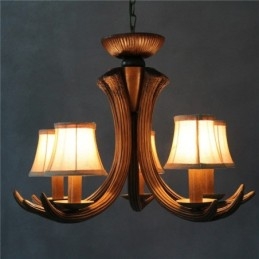 Lámpara de araña antigua de 5 luces con diseño rústico, estilo retro y artístico, con forma de asta.