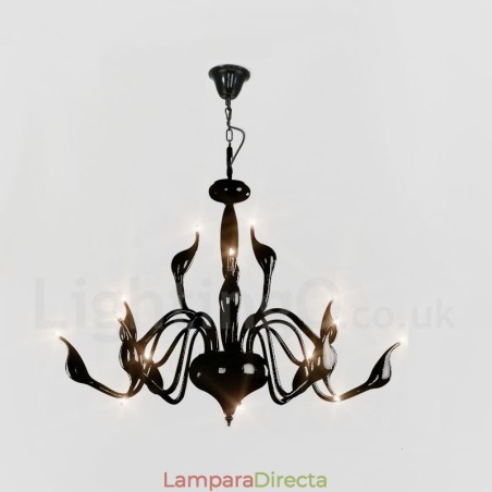 Lámpara de araña moderna contemporánea de metal galvanizado de 15 luces en negro Lámpara de araña moderna contemporánea de metal galvanizado de 15 luces en negro