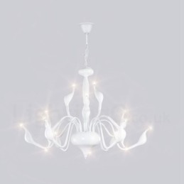 Lámpara de araña moderna contemporánea de metal galvanizado de 15 luces blancas