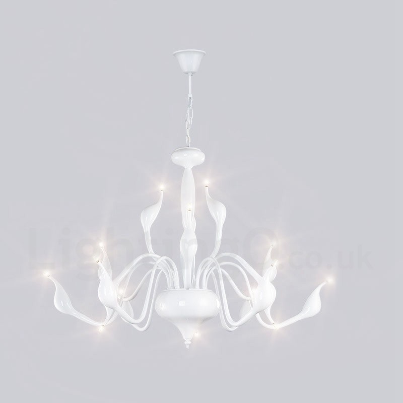 Lámpara de araña moderna contemporánea de metal galvanizado de 15 luces blancas