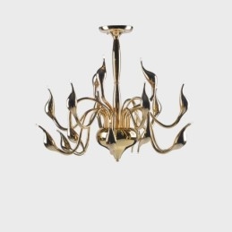 Lámpara de araña moderna contemporánea de metal galvanizado dorado de 15 luces