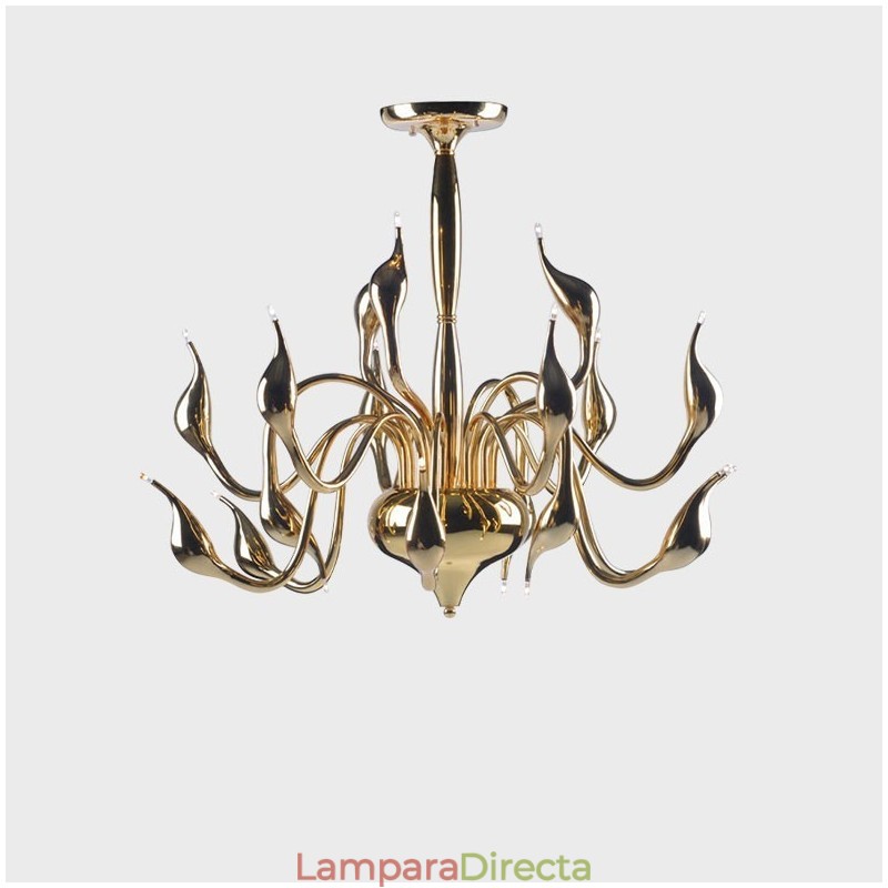 Lámpara de araña moderna contemporánea de metal galvanizado dorado de 15 luces