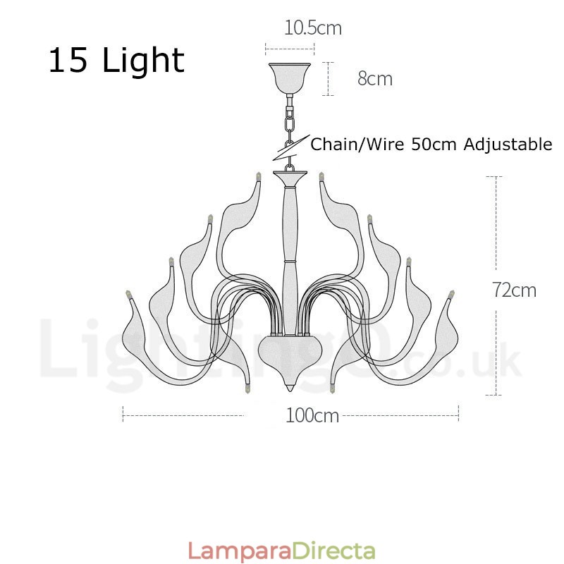 Lámpara de araña moderna contemporánea de metal galvanizado dorado de 15 luces