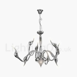 Lámpara de araña moderna contemporánea de metal galvanizado cromado dorado de 9 luces