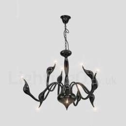 Lámpara de araña moderna contemporánea de metal galvanizado de 9 luces en negro
