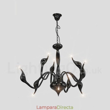 Lámpara de araña moderna contemporánea de metal galvanizado de 9 luces en negro Lámpara de araña moderna contemporánea de metal galvanizado de 9 luces en negro
