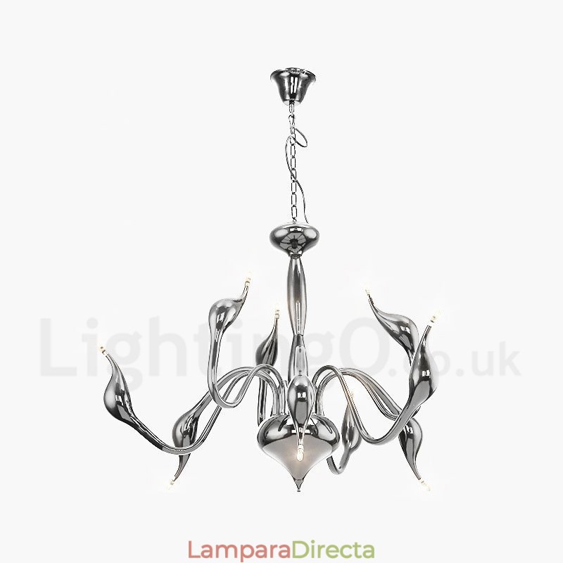 Lámpara de araña moderna contemporánea de metal galvanizado de 9 luces